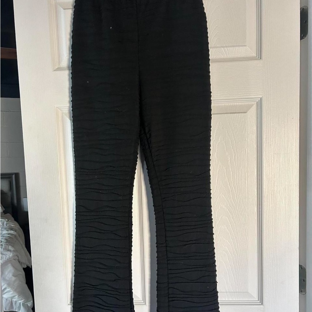 Black Textured Pants